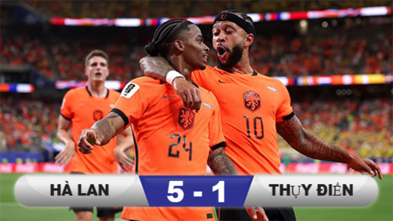 Hà Lan đánh bại Thụy Điển với tỷ số đậm 5-1